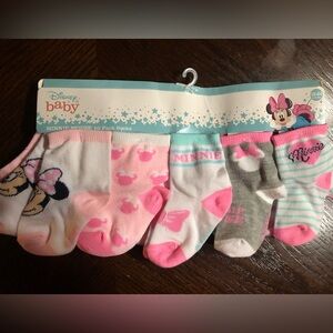 NEW DISNEY Baby Minnie Mouse 🎀
Pink and Gray Socks Set 👶🏻